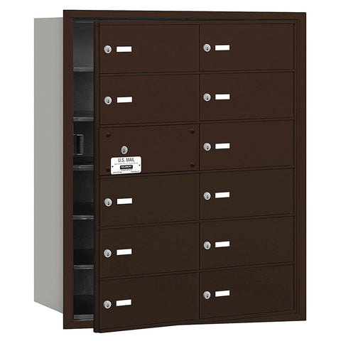 Salsbury Industries 3612ZFP 4B Plus Horizontal Mailbox with Master Commercial Lock, 12 B Doors 11 Usable, Front Loading, Private Access, Bronze