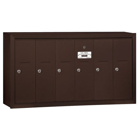 Vertical Mailbox (Includes Master Commercial Lock) - 6 Doors - Bronze - Surface Mounted - Private Access
