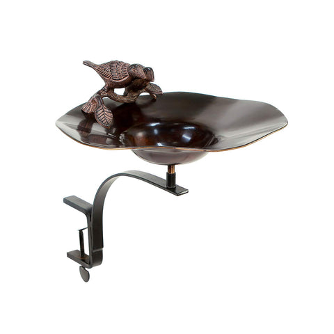 Achla Designs BB-02AB-RM Antiqued Birds w Mount Bracket Railing Birdbath, Copper, Black