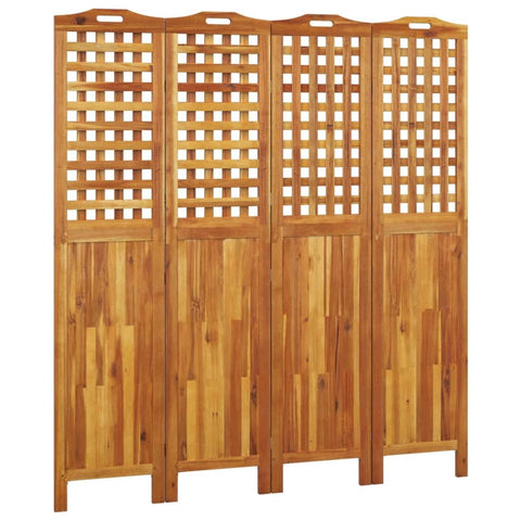 vidaXL Acacia Wood Room Divider - 4-Panel, Foldable, Easy to Store, Versatile Usage, Ideal for Bedroom and Living Room Divisions - 63.8"x0.8"x70.9"