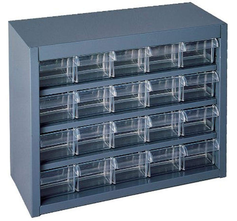 Plastic Drawer Cabinet With Back Wall Mounting Holes 20 Drawers Gray