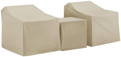 3Pc Outdoor Furniture Cover Set Tan - Two Armchairs & End Table