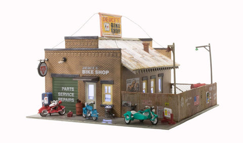 Woodland Scenics Landmark Structures Built & Ready Deuce's Bike Shop, HO Scale