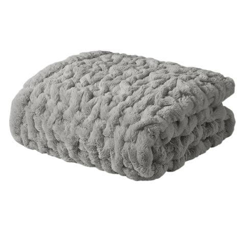 Oakestry Super Soft Cozy Fuzzy Plush Reversible Throw Blankets Ruched Pattern Ultra Soft for Winter for Bed Couch or Sofa Thick Warm Blanket, 50x60, Grey