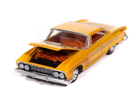 1961 Dart Phoenix Lowrider Mango Smoothie Metallic with Graphics and Orange Interior Vintage Muscle Series 1/64 Diecast Model Car by Auto World 64512-AWSP195A