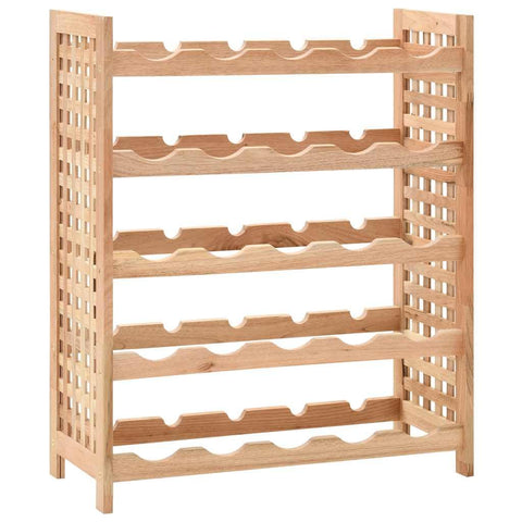 vidaXL Solid Walnut Wood Wine Rack - Freestanding 25-Bottle Holder, 5-Tier Storage, Elegant Shelving for Home Bar/Dining Area