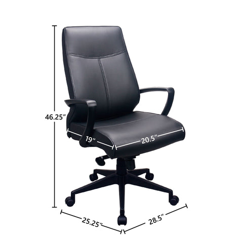 Tempur-Pedic TP300 High-Back Ergonomic Leather Swivel Office Chair, Adjustable Tilt & Height, Black