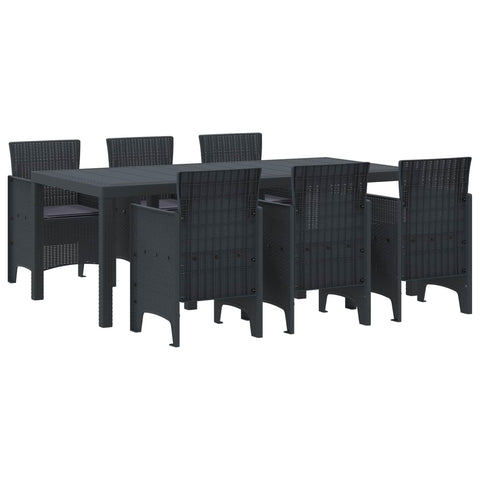 vidaXL Garden Dining Set 7 pcs Anthracite Polypropylene, Stylish Outdoor Dining Set for Garden and Patio, Lightweight, Tough, Perfect for Family Gatherings