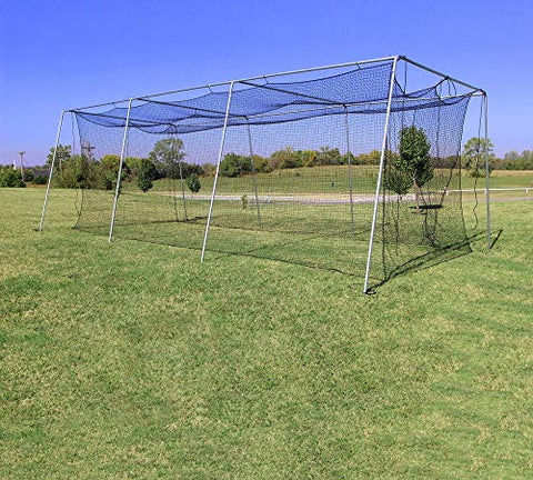 Cimarron Sports Outdoor #24 Batting Cage Twisted Polymer Netting and 1 1/2" Complete Frame - 30'x12'x10'