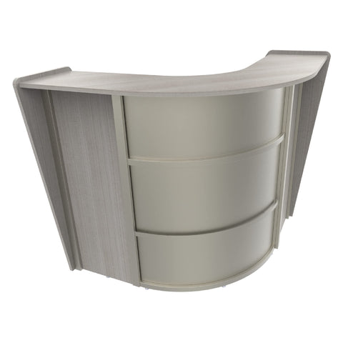 Linea Italia ZUD293 Corner Modern Office Reception Desk with Counter, Tool-Free Assembly, Reception Counter for Lobby, Salon, 48" x 48", Gray/Ash