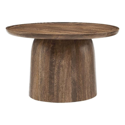 Modway Holloway 30 Inch Round Mango Wood Coffee Table in Walnut – Contemporary Circle Drum for Living Room – Mid-Century Modern Table with Solid Tabletop