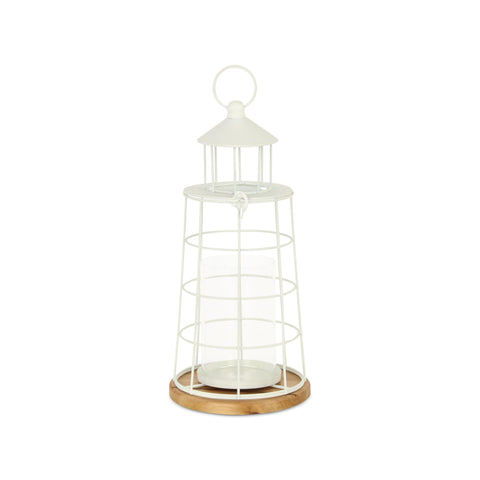Caler White Lighthouse Styled Metal Lantern - Large