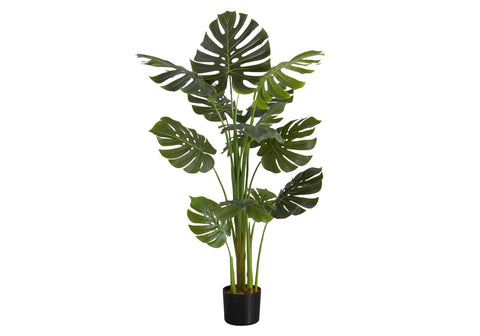 Monarch Specialties I 9548 Artificial Plant, 55" Tall, Monstera Tree, Indoor, Faux, Fake, Floor, Greenery, Potted, Real Touch, Decorative, Green Leaves
