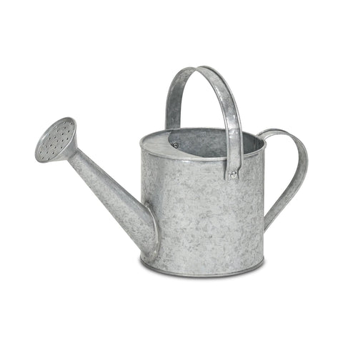 Valta Galvanized Metal Decorative Watering Can - Small Metal Décor, 12-Inch Gray for Living Room - by Cheungs