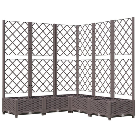 vidaXL Garden Planter with Trellis Brown Outdoor Polypropylene 47.2X47.2X47.8 in Perfect for Climbing Plants Matte Finish Ideal for Balconies Patios and Gardens Raised Bed Flower Box Plant Pot