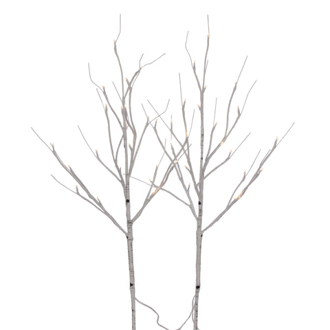 Vickerman 30" White Birch Twig Branch, Battery Operated Warm White 3mm Wide Angle LED Lights, 2 per Box.