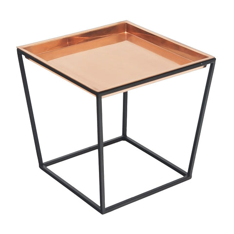 Achla Designs 120-0028 Arne Plant, 14" H with Copper Tray, Stand: Black Powdercoat Finish