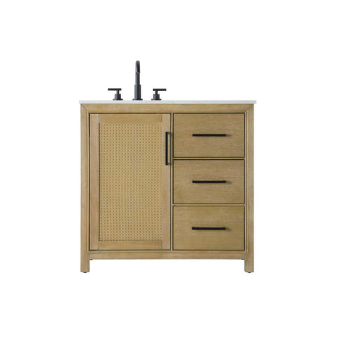 Elegant Kitchen and Bath 36" Single Bathroom Vanity in Linen Oak