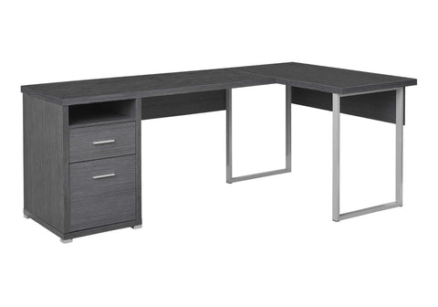 Monarch Specialties I 7257 Computer Desk, Home Office, Corner, Left, Right Set-up, Storage Drawers, 80"L, L Shape, Work, Laptop, Metal, Laminate, Grey