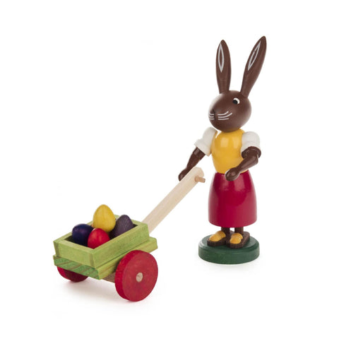 224-764 - Dregeno Easter Figure - Rabbit Lady with Egg Card - 3.75" H x 2" W x 1.5" D