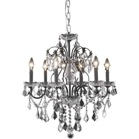 Elegant Lighting St.Francis Clear Royal Cut Crystal 6 Light Chandelier, Dark Bronze