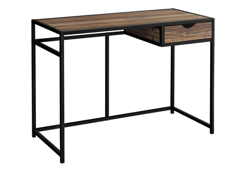 Monarch Specialties I 7574 Computer Desk, Home Office, Laptop, Storage Drawer, 42" L, Work, Metal, Laminate, Brown, Black, Contemporary, Modern