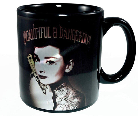 JUST FUNKY Audrey Hepburn Beautiful and Dangerous 20oz Ceramic Coffee Mug