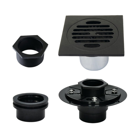 Kingston Brass BSFK4262MB Watercourse 4" Square Brass Shower Drain, Matte Black
