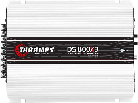 TARAMPS DS800X3.1 DS 800x3 800 Watts RMS 3 Channels 1 Ohm Amplifier Multichannel Class D Full Range, Crossover High/Low Pass Bridgedable, Aluminium, RCA, Car Show Power System