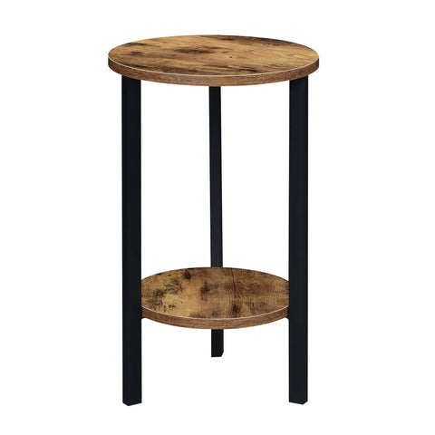 Convenience Concepts Graystone 24 inch 2 Tier Plant Stand - Industrial Stand for Plants, Vases, and Antiques, Urban Modern Design for The Living Room, Hallway, Entryway, Barnwood/Black