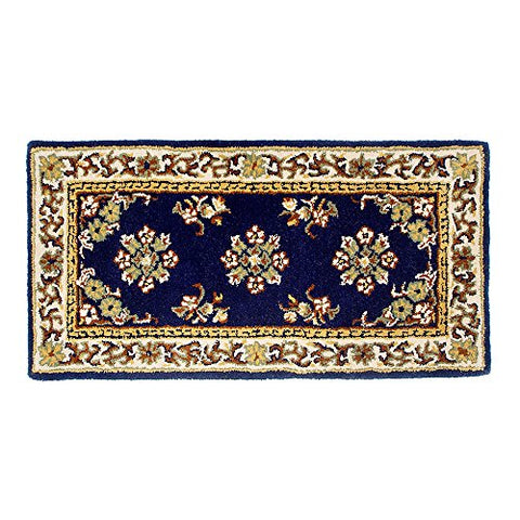 Minuteman International Blue Oriental Wool Hearth Rug,Rectangular