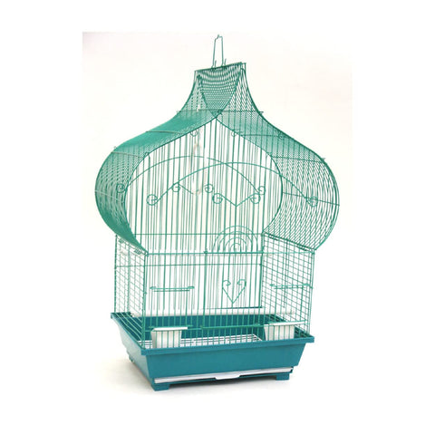 YML Taj Mahal Top Shape Bird Cage with Removable Plastic Tray, Green - Small