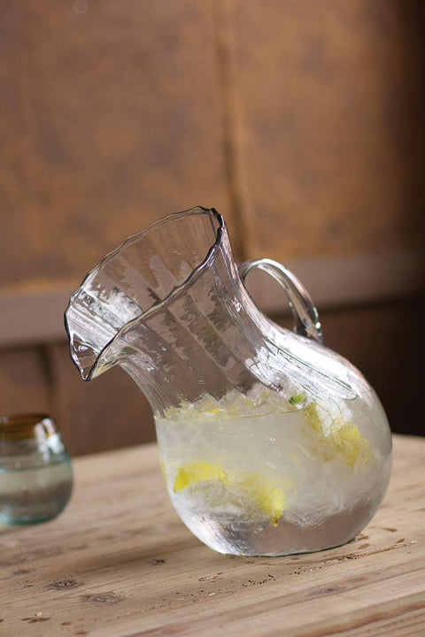 KALALOU CV810 Ribbed Tilted Pitcher, One Size, Clear