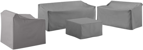 4Pc Outdoor Sectional Furniture Cover Set Gray - Loveseat, Sofa, Square Table/Ottoman,  & Arm Chair