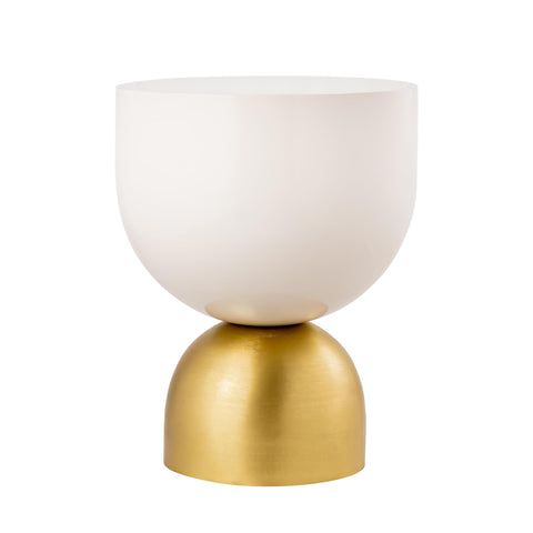 Pasargad Home Calista Iron Round Side Table, Brass - Ivory - Brass Bottom Finish Accent Table - Table for Living Room, Bedroom - Luxury Room Office