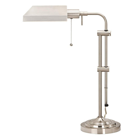 Cal 26" Height Metal Table Lamp in Brushed Steel Metal/Rectangular/Brushed Steel/Brushed Steel/60W/PHARMACY