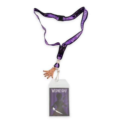 Addams Family Wednesday Silhouette What Would Wednesday Do? Lanyard with Removable ID Badge Holder and Thing Rubber Charm | Keychain for Office, Staff, Students