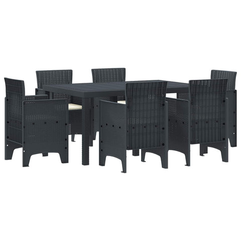 vidaXL Garden Dining Set 7 pcs Anthracite Polt rattan, Chill Dining Set, Sleek Outdoor Furniture, Lightweight, Strong, Modern Garden Vibe Outside