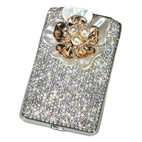 White Rhinestones Cigarette Case Bling Bling Cigarette Box Portable Cigarette Holder