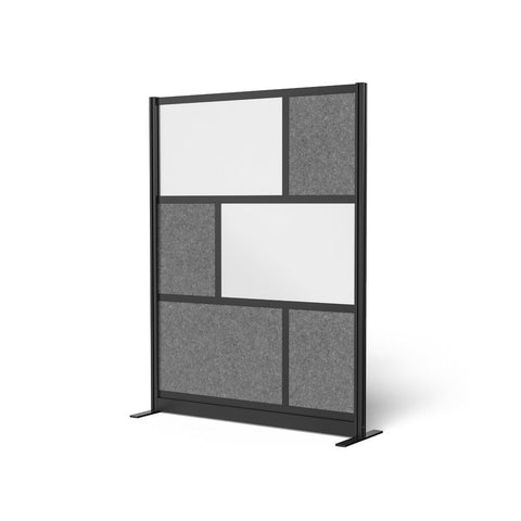 Luxor Modular Wall Room Divider System - Black Frame - 53" x 70" Starter Wall with Whiteboard