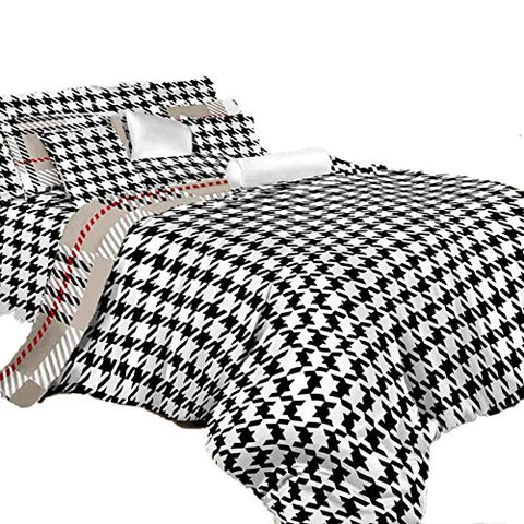 Twin Size Duvet Cover Sheets Set  Houndstooth Check
