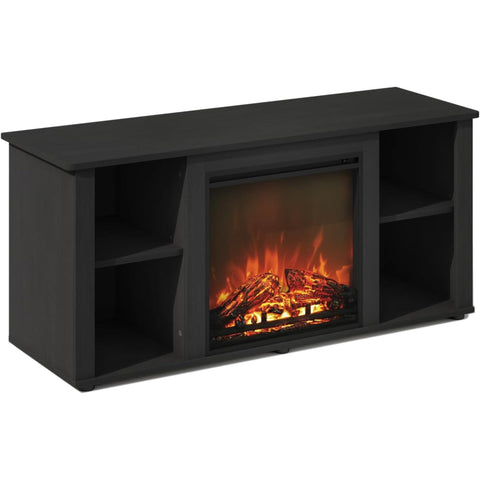 Oakestry Decorative Electric Fireplace Media Console TV Stand with Flame Display Open Storage for Living Room Americano Finish