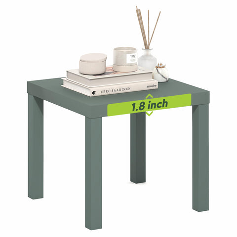 Furinno Classic Side Table, Square Modern End Table with 1.8" Triple Thick Tabletop, Simple Night Stand, Bedside Table, Toolless Assembly, for Living Room, Bedroom, Sage Green