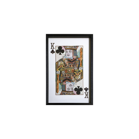 Yosemite Home Decor "King of Clubs Glass Framed 3D Wall Art in Multi-Color