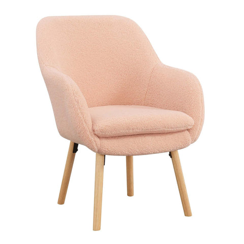 Convenience Concepts Take a Seat Charlotte Wingback Sherpa Accent Armchair 25.25" - Boho Transitional Boucle Lounge Chair for Office, Den, Living Room, Sherpa Blush