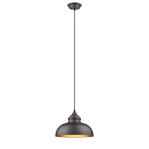 Chloe Lighting IRONCLAD Industrial-Style 1 Light Rubbed Bronze Ceiling Mini Pendant 12" Wide