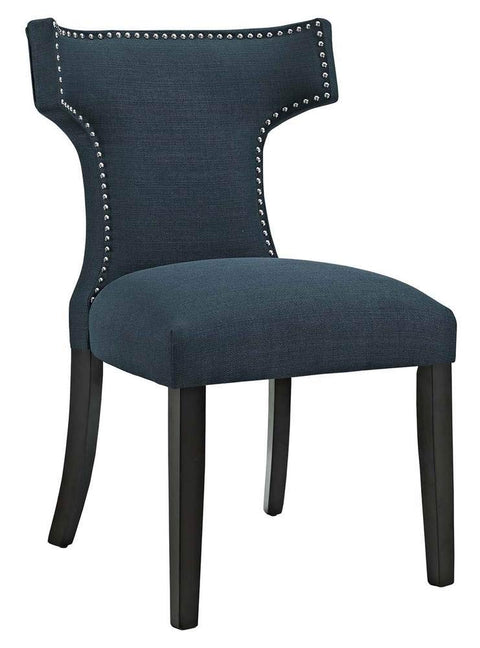 Modway Curve Mid-Century Modern Upholstered Fabric Two Dining Chair Set With Nailhead Trim In Azure
