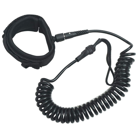 vidaXL 10" SUP Coiled Leash â€“ Secure Attach and Quick Release, Comfortable Neoprene Ankle S, TPU Cord - Safety Equipment for Stand-Up Paddle Boarding - Black