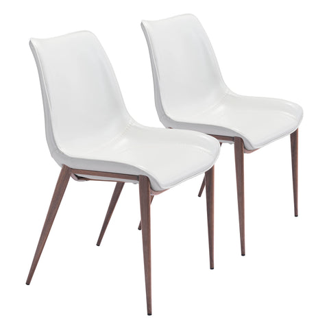 Magnus Dining Chair (Set of 2) White & Walnut