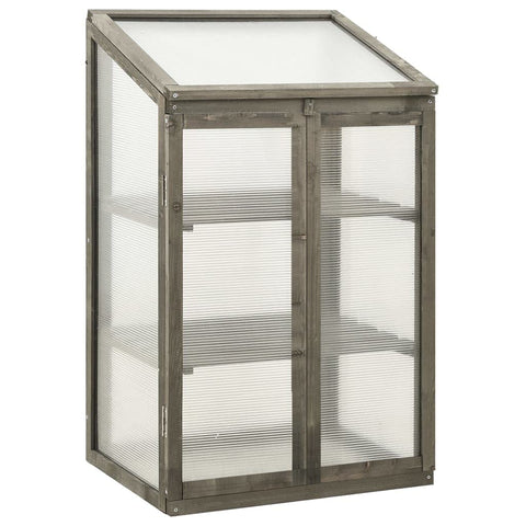 vidaXL Spacious Wooden Greenhouse (23.6"x17.7"x33.5"/39.4") - Gray Firwood and PC Board Structure - Perfect for Herbs and Plants